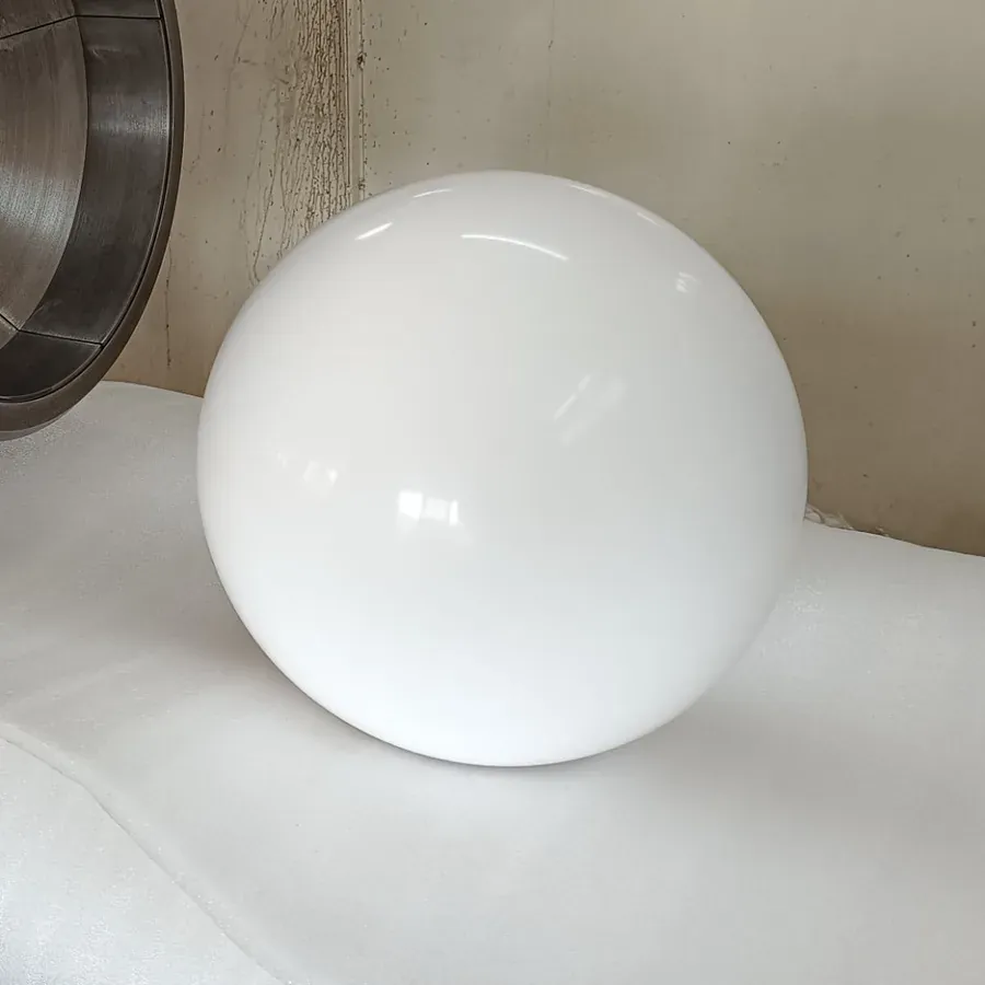 Finished large-diameter virgin PTFE ball after machining at Hemsun Engg. Industries, Dahegam plant